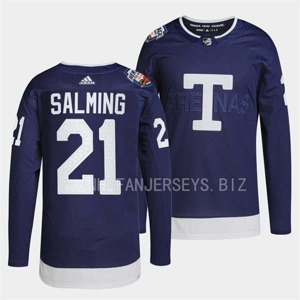 Mens Toronto Maple Leafs Retired Player #21 Borje Salming 2022 Navy Team Heritage Classic Jersey2 Mens Toronto Maple Leafs Retired Player #21 Borje Salming 2022 Navy Team Heritage Classic Jersey2